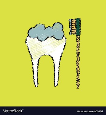 Flat shading style icon tooth and toothbrush vector image