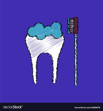 Flat shading style icon tooth and toothbrush vector image