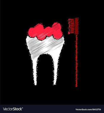 Flat shading style icon tooth and toothbrush vector image