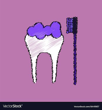 Flat shading style icon tooth and toothbrush vector image