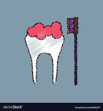 Flat shading style icon tooth and toothbrush vector image