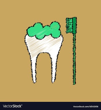 Flat shading style icon tooth and toothbrush vector image