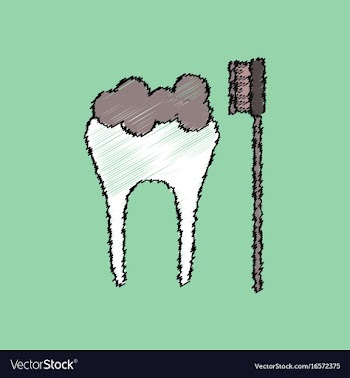 Flat shading style icon tooth and toothbrush vector image