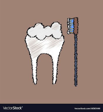 Flat shading style icon tooth and toothbrush vector image