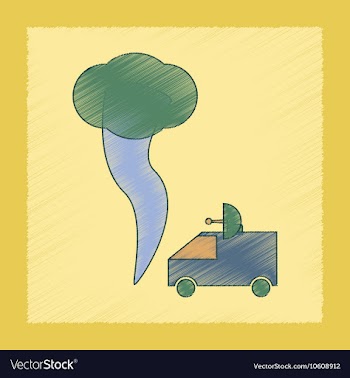Flat shading style icon tornado car vector image
