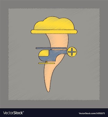 Flat shading style icon tornado helicopter vector image