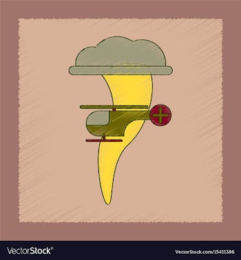 Flat shading style icon tornado helicopter vector image