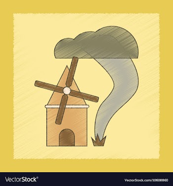 Flat shading style icon tornado mill vector image