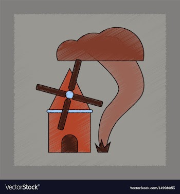 Flat shading style icon tornado mill vector image