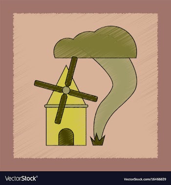 Flat shading style icon tornado mill vector image