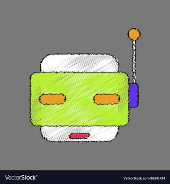 Flat shading style icon toy robot face vector image