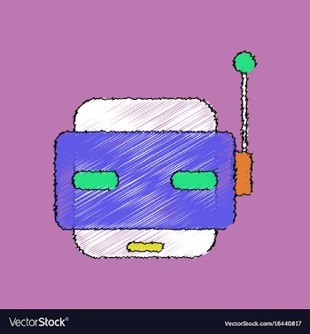 Flat shading style icon toy robot face vector image