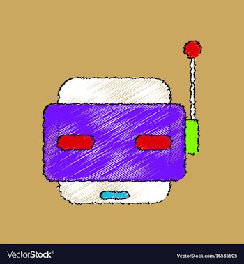 Flat shading style icon toy robot face vector image