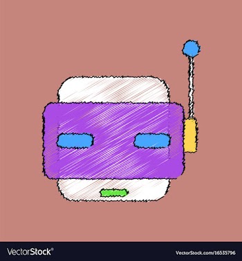 Flat shading style icon toy robot face vector image