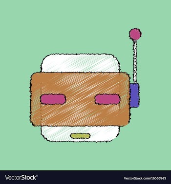 Flat shading style icon toy robot face vector image