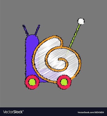 Flat shading style icon toy snail silhouette vector image