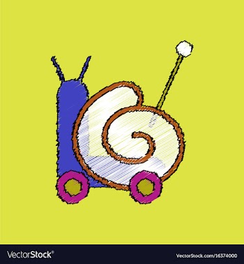 Flat shading style icon toy snail silhouette vector image