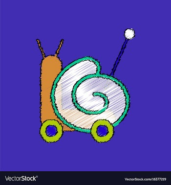 Flat shading style icon toy snail silhouette vector image