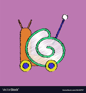 Flat shading style icon toy snail silhouette vector image