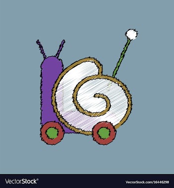Flat shading style icon toy snail silhouette vector image