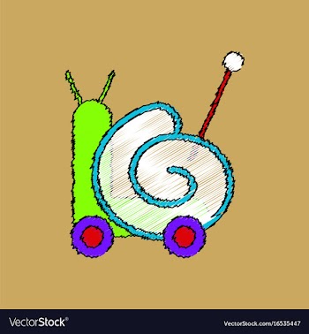 Flat shading style icon toy snail silhouette vector image