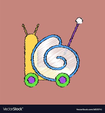 Flat shading style icon toy snail silhouette vector image