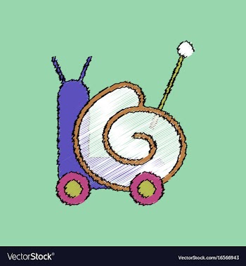 Flat shading style icon toy snail silhouette vector image