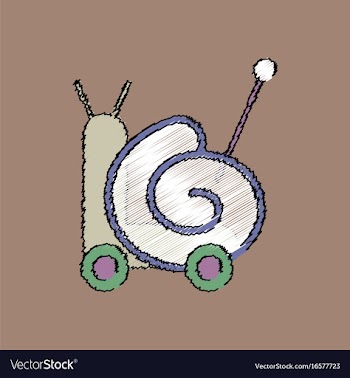 Flat shading style icon toy snail silhouette vector image