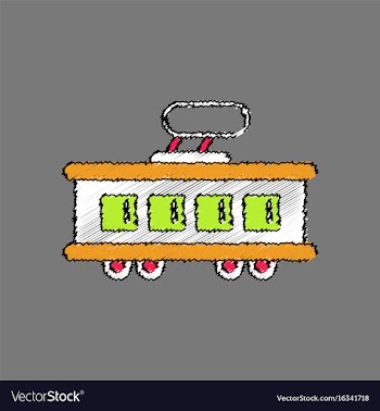 Flat shading style icon tram silhouette vector image