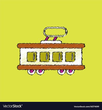 Flat shading style icon tram silhouette vector image