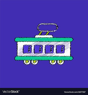 Flat shading style icon tram silhouette vector image
