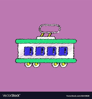 Flat shading style icon tram silhouette vector image