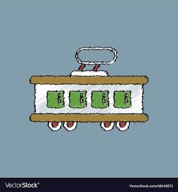 Flat shading style icon tram silhouette vector image
