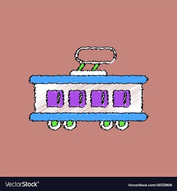 Flat shading style icon tram silhouette vector image