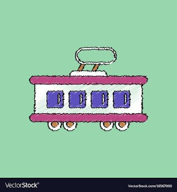 Flat shading style icon tram silhouette vector image