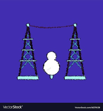 Flat shading style icon tree between the electric vector image