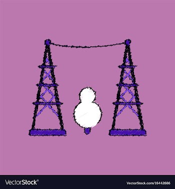 Flat shading style icon tree between the electric vector image