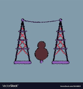 Flat shading style icon tree between the electric vector image