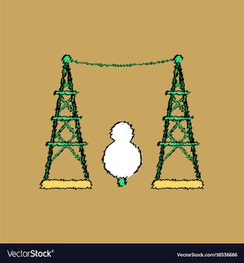 Flat shading style icon tree between the electric vector image