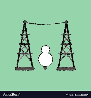 Flat shading style icon tree between the electric vector image