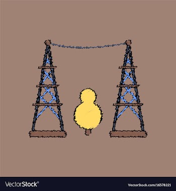 Flat shading style icon tree between the electric vector image