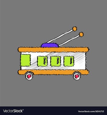 Flat shading style icon trolleybus silhouette vector image
