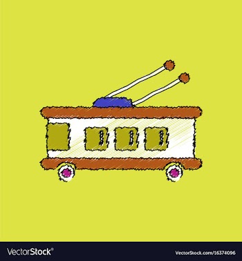 Flat shading style icon trolleybus silhouette vector image