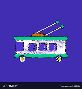 Flat shading style icon trolleybus silhouette vector image