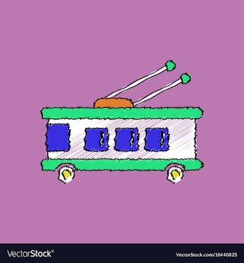 Flat shading style icon trolleybus silhouette vector image
