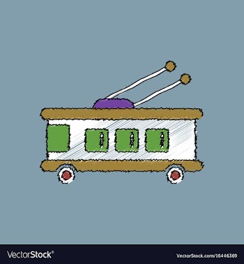 Flat shading style icon trolleybus silhouette vector image