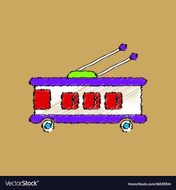 Flat shading style icon trolleybus silhouette vector image