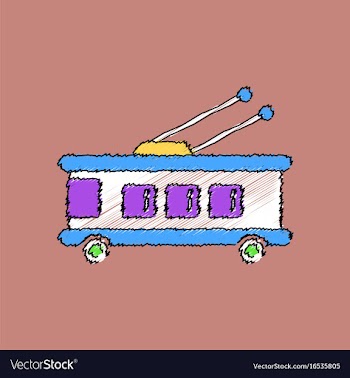 Flat shading style icon trolleybus silhouette vector image