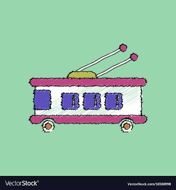 Flat shading style icon trolleybus silhouette vector image