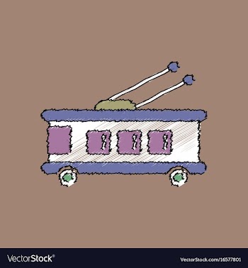 Flat shading style icon trolleybus silhouette vector image